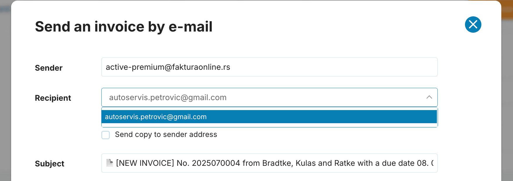 Slanje Fakture Emailom