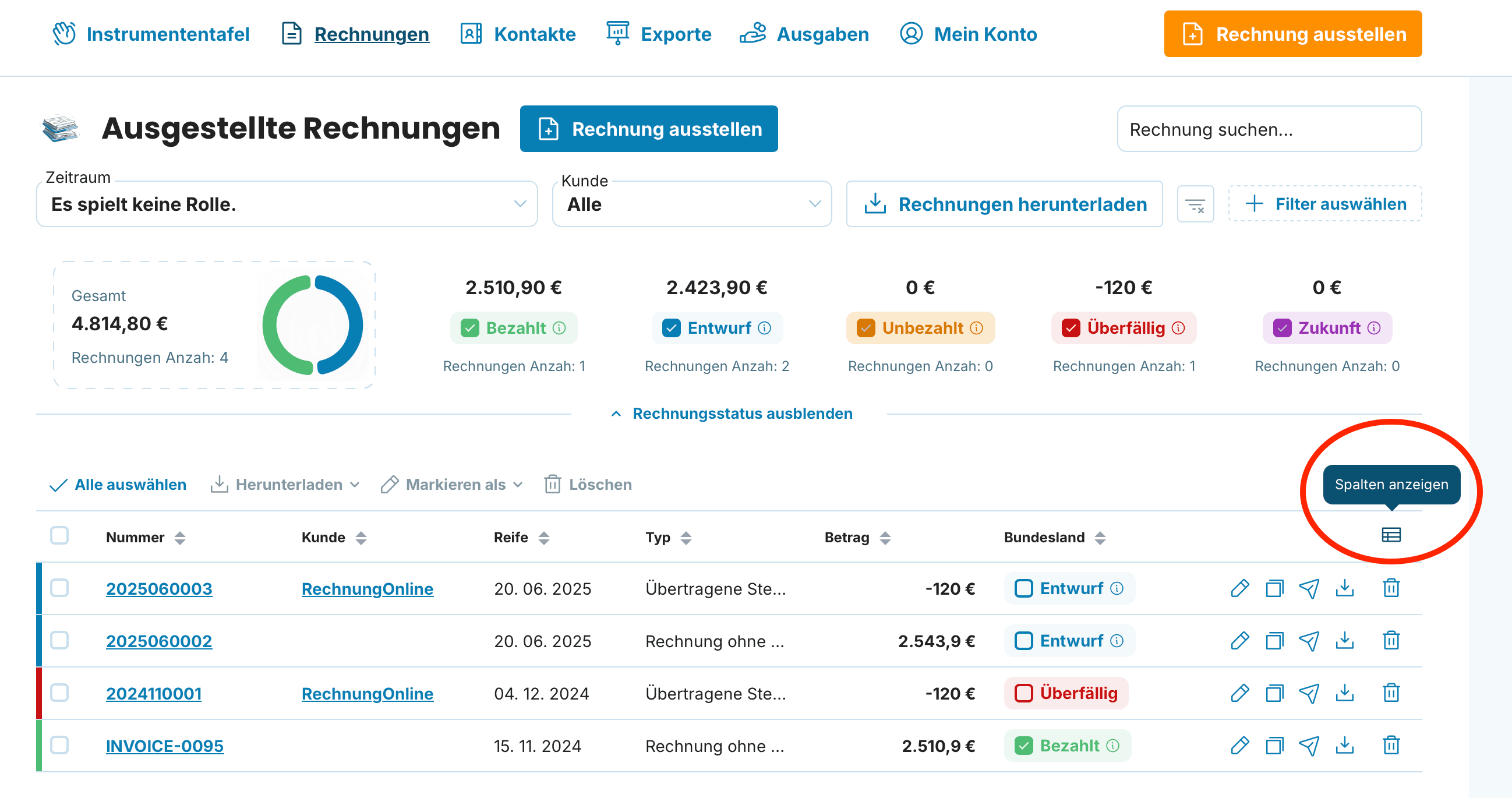 Spalten anzeigen preview