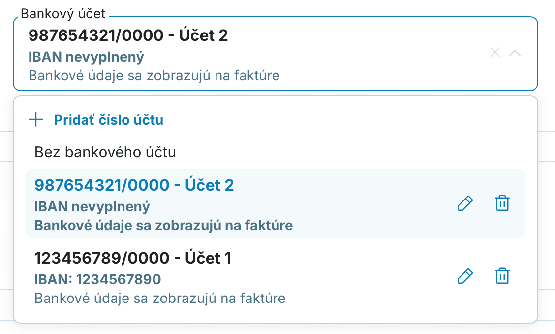 Správa bankových účtov - SK - 2