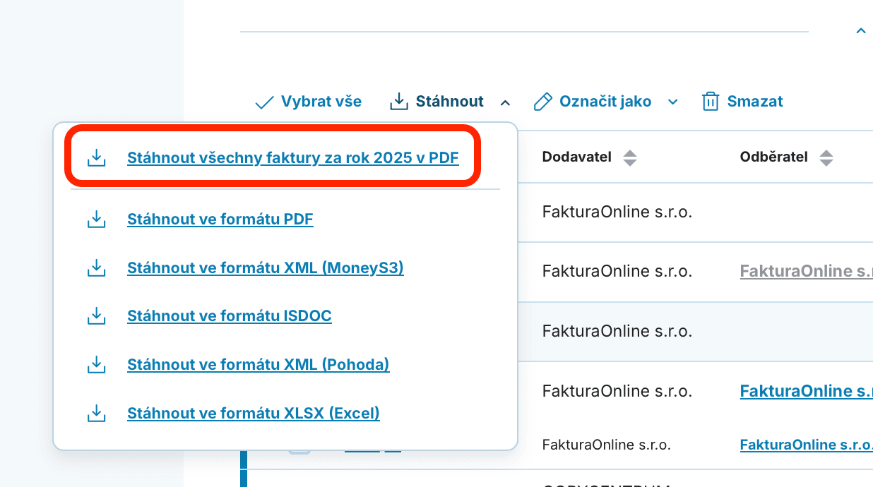 Stáhnout všechny faktury za rok preview