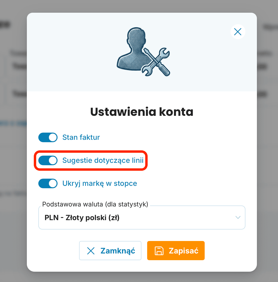 Sugestie dotyczące linii preview