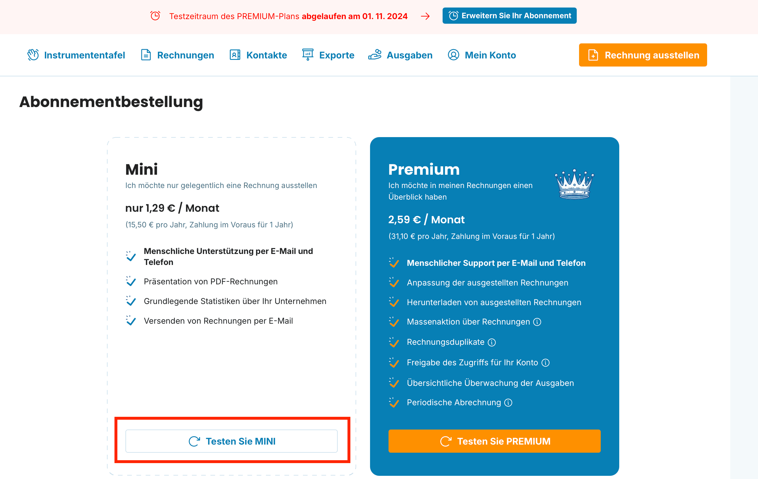 Vorschau Testen Sie MINI