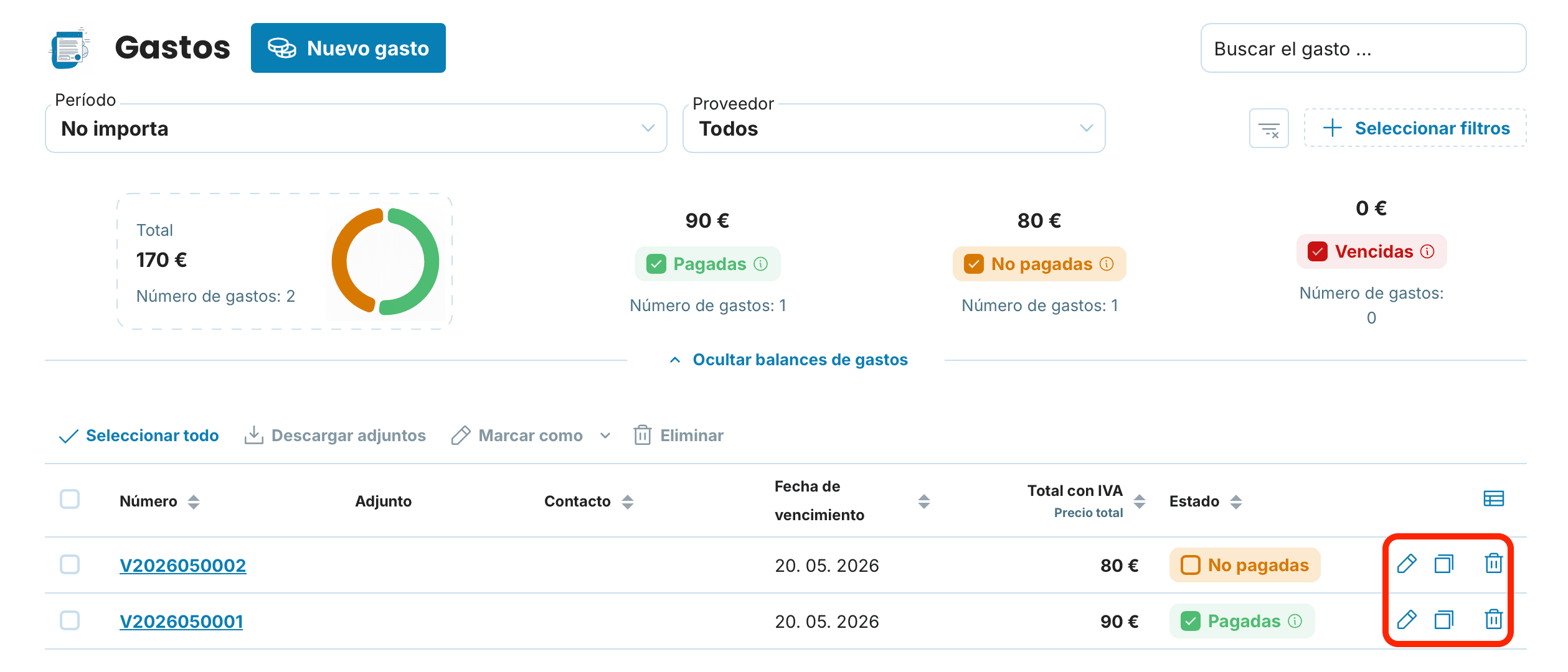 Trabajar con la lista de gastos preview