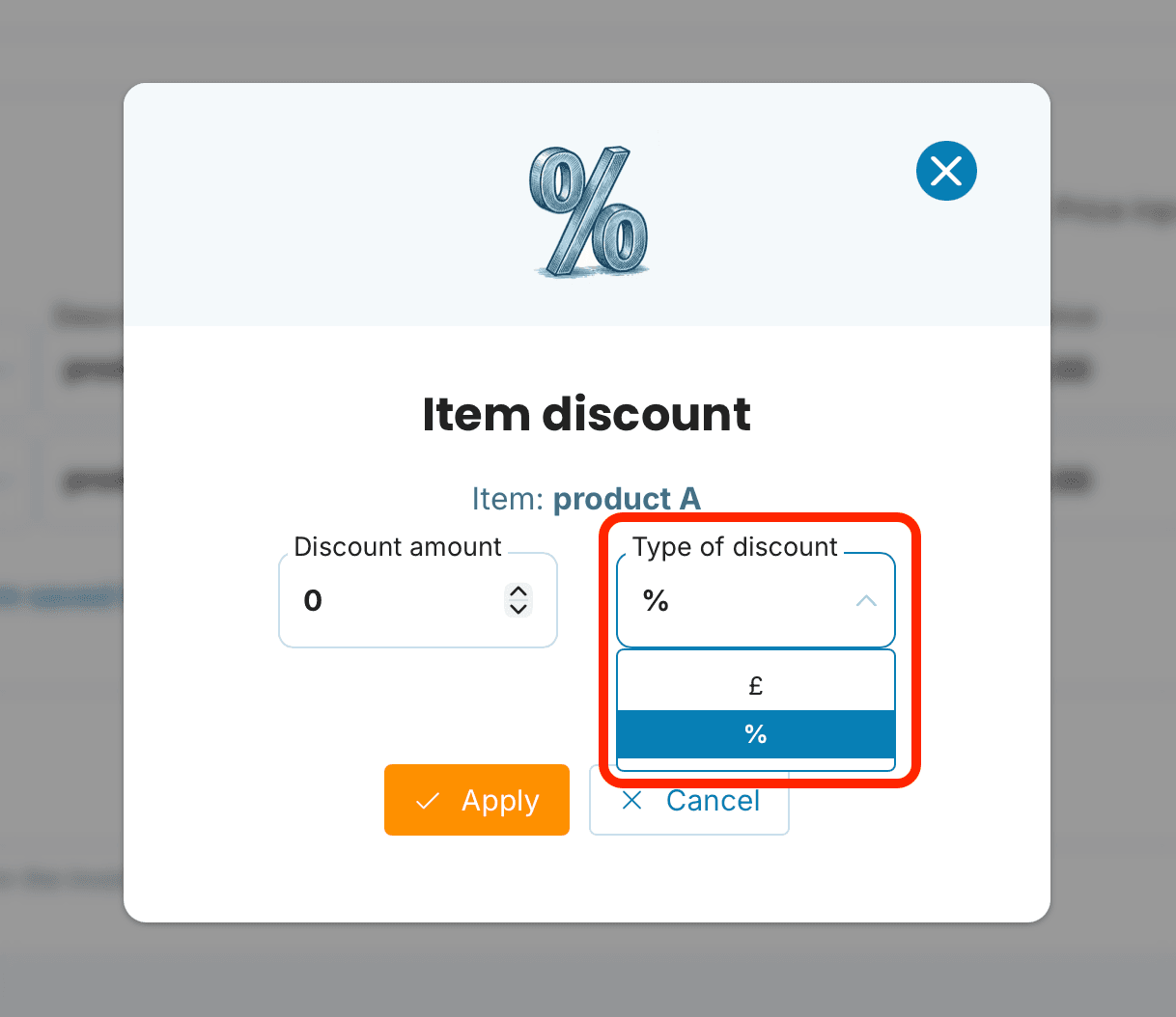 Type of discount preview
