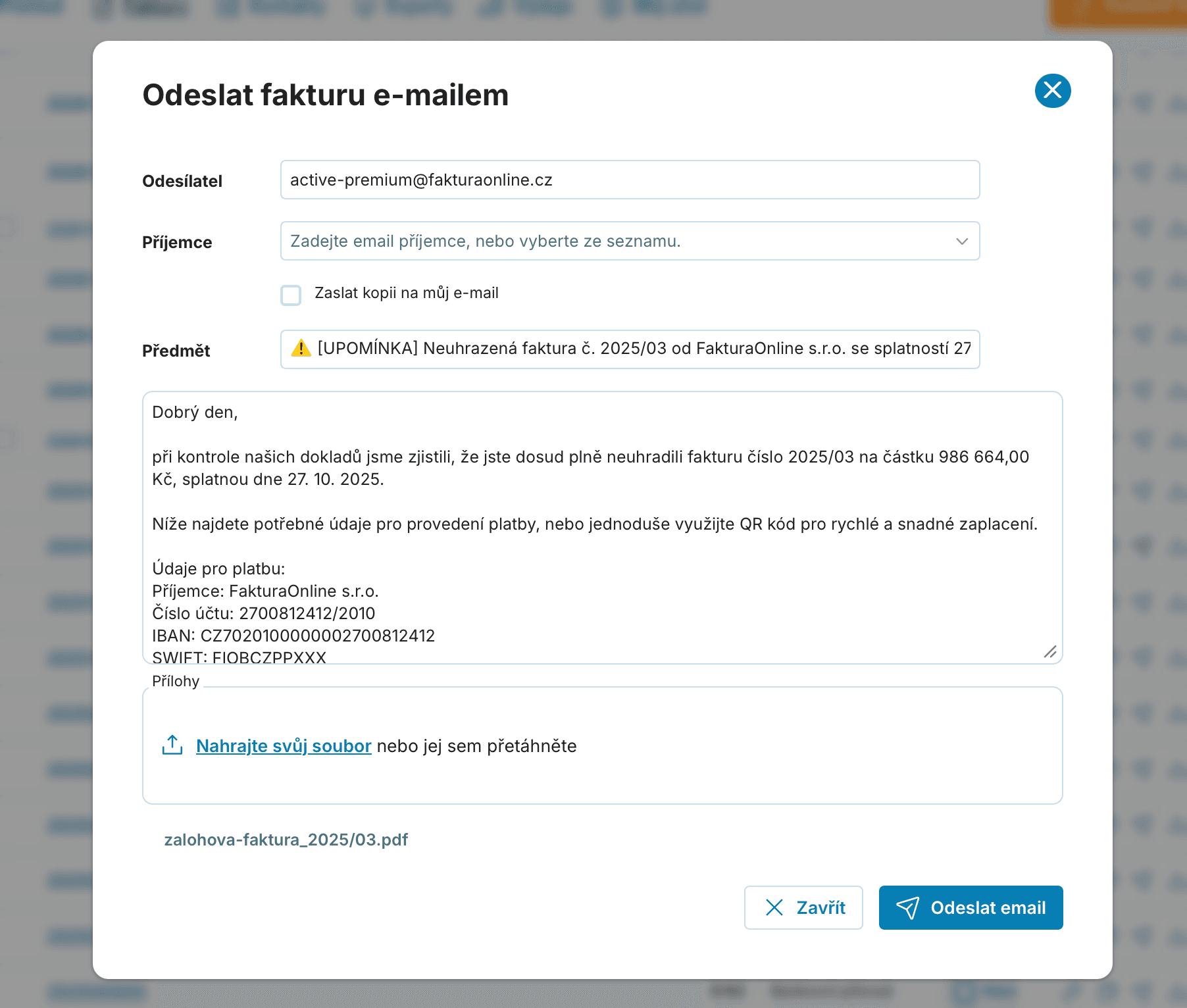 Upomínka textace preview