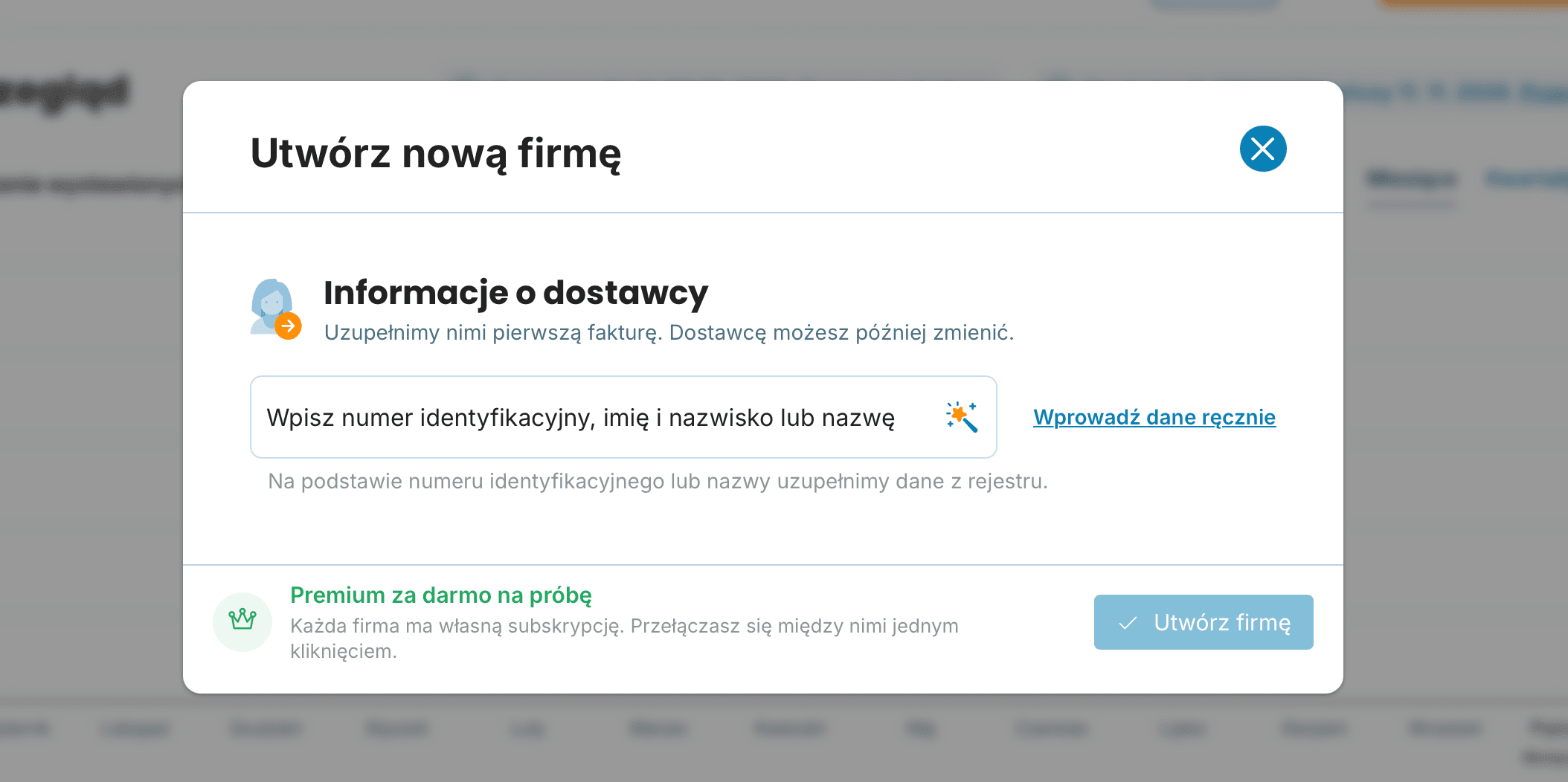 Utwórz nową firmę preview