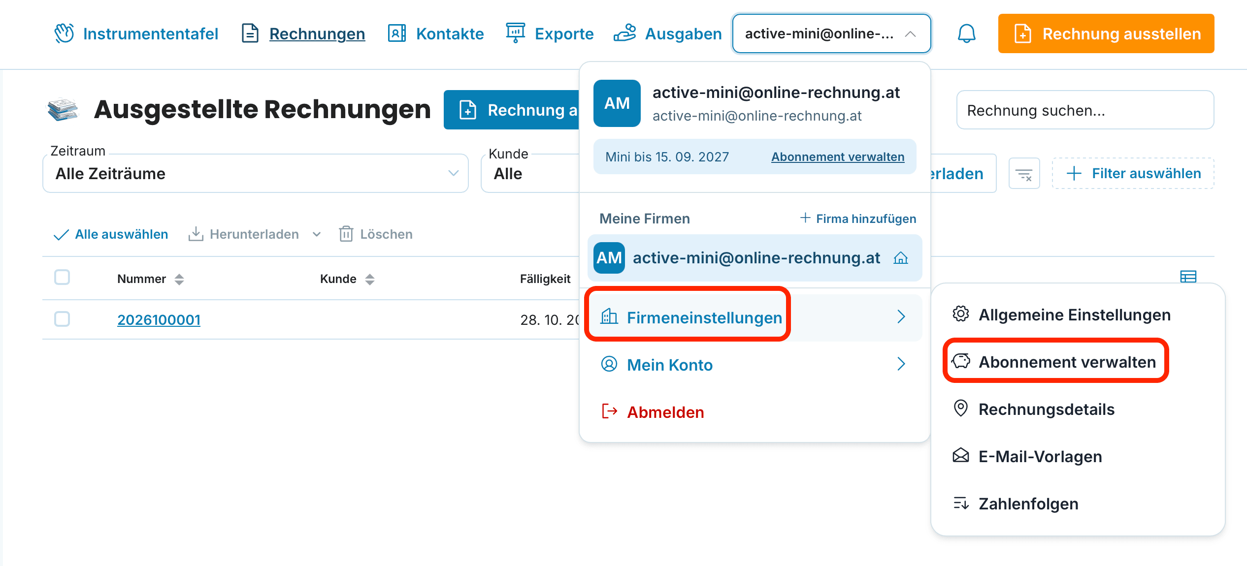 Wie erfolgt der Umstieg vom MINI-Tarif zum PREMIUM-Tarif preview