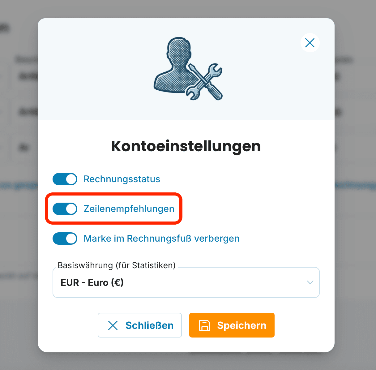 Zeilenempfehlungen Vorschau