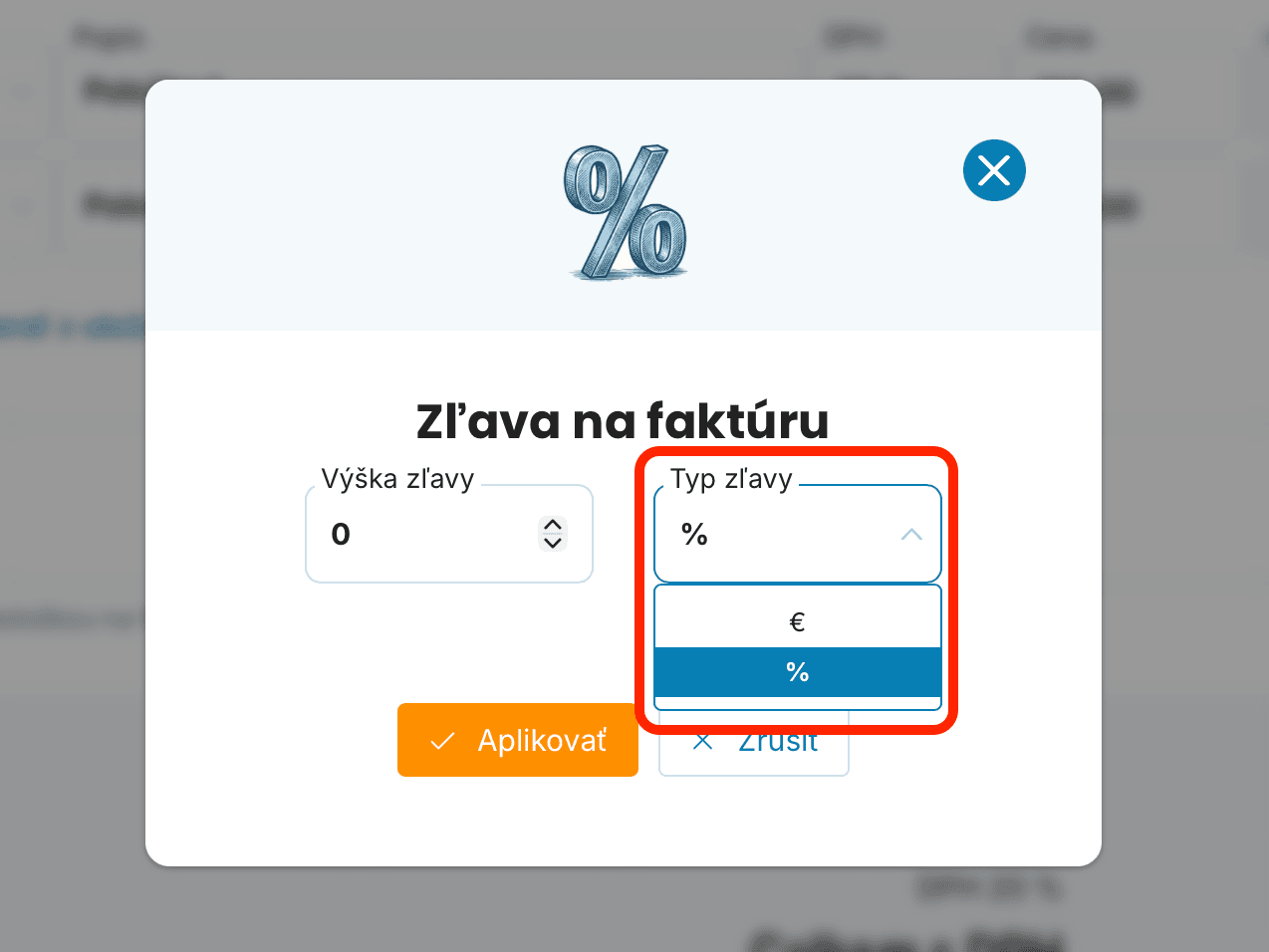 Zľava na faktúru preview