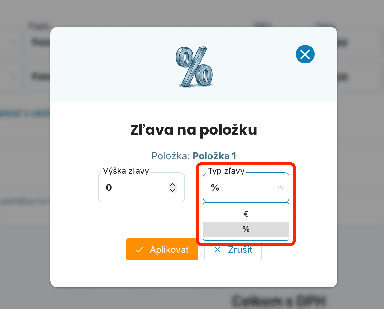 Zľava na položku preview