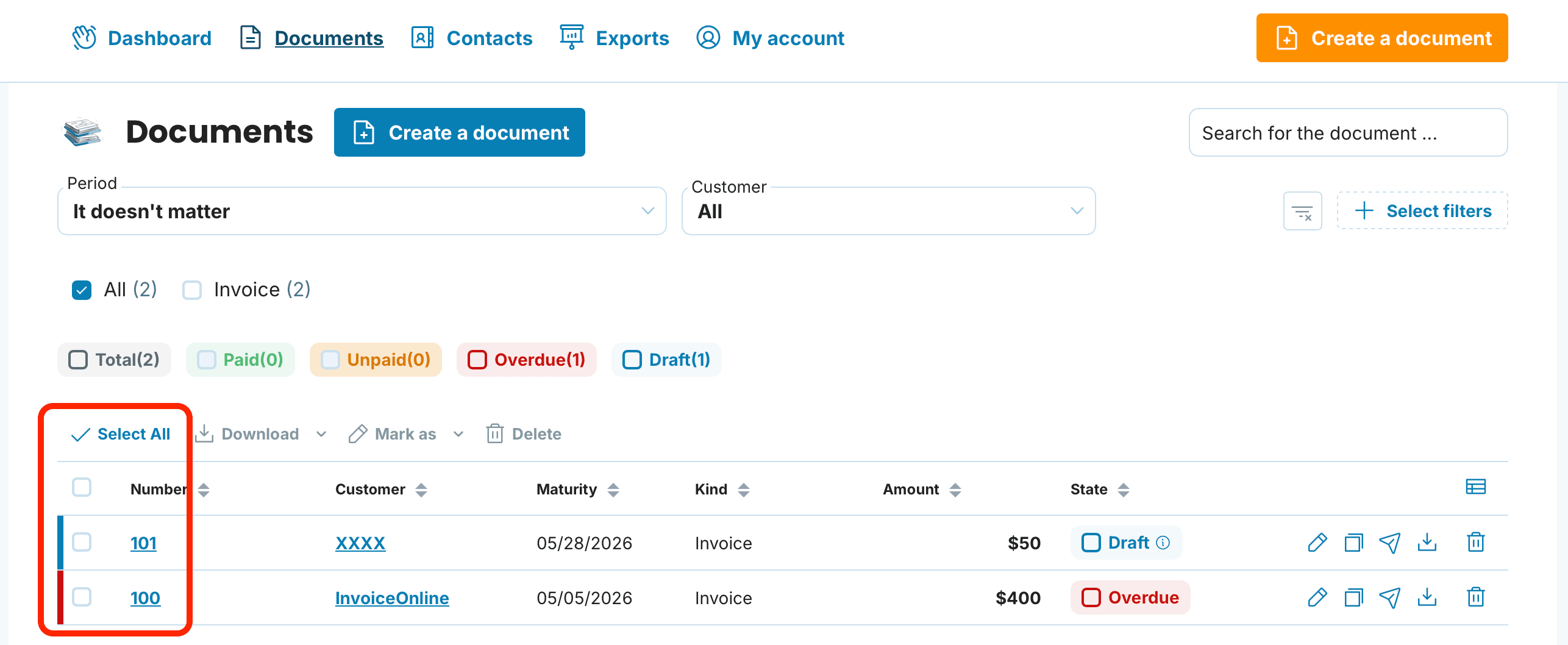 bulk download from Documents preview