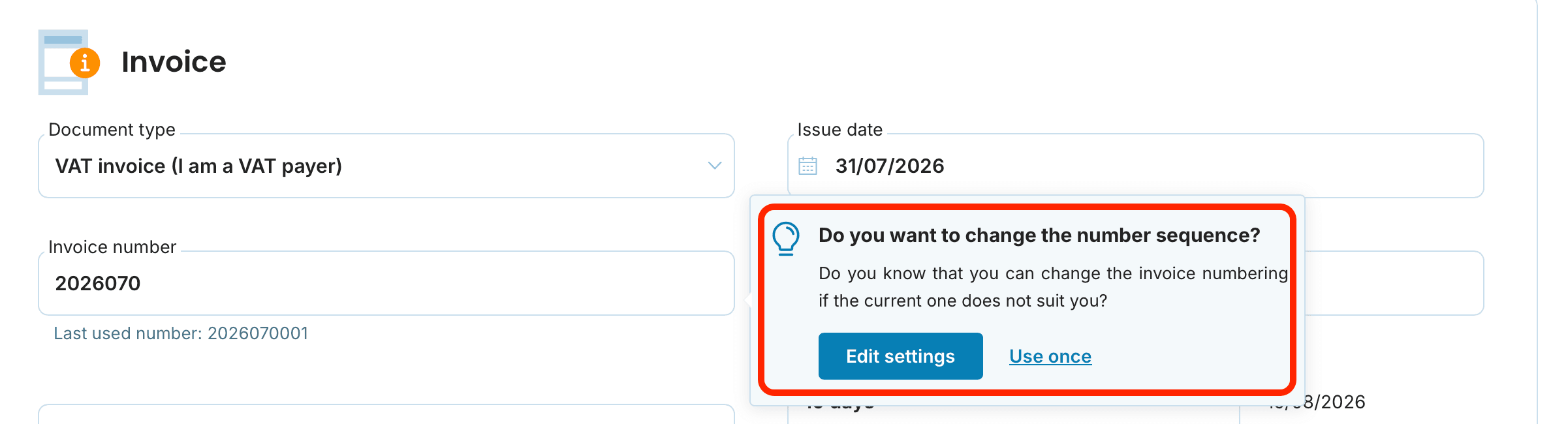 changing the number when issuing a document preview