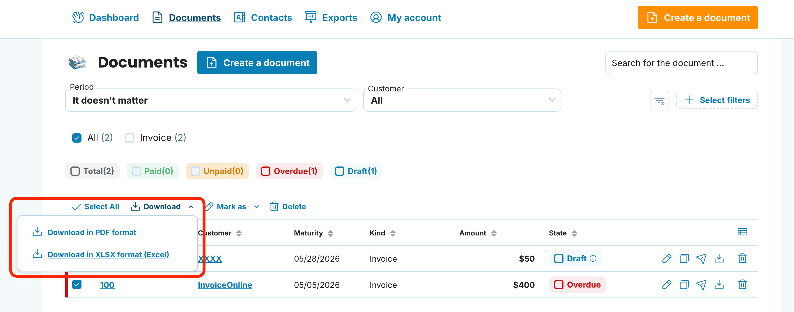 export formats preview