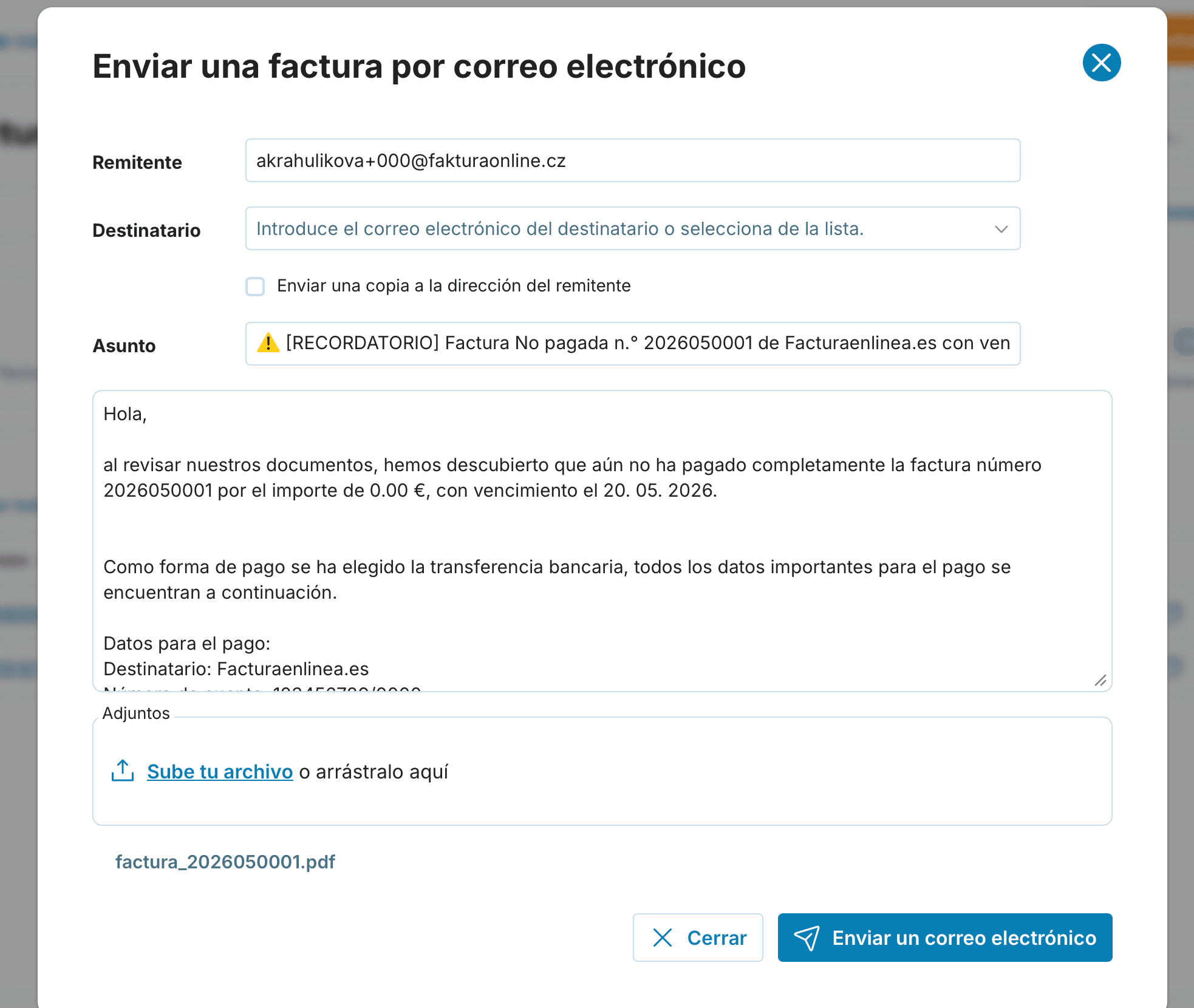 la ventana del recordatorio preview
