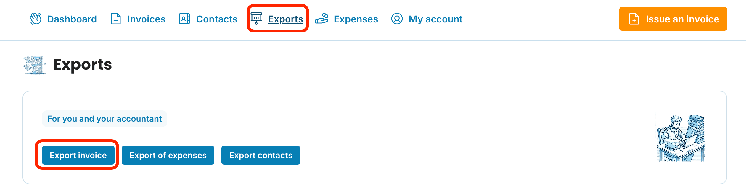 the Exports section preview