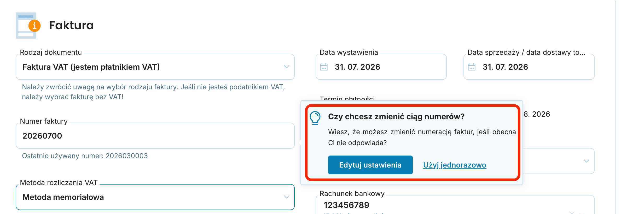 zmiana numeru przy wystawianiu preview